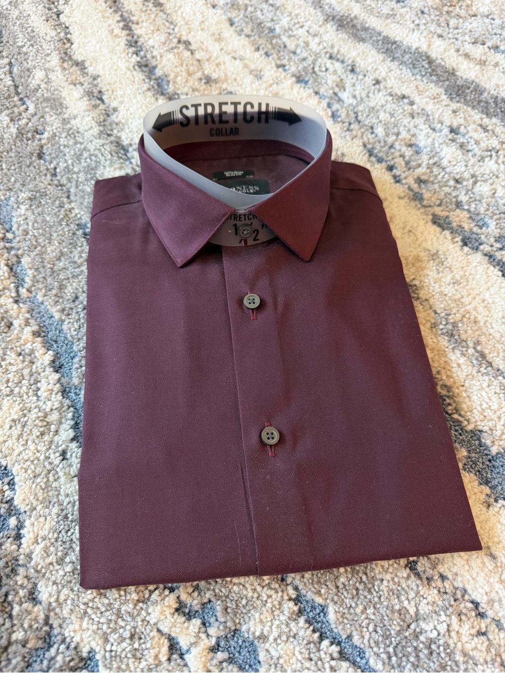 Kenneth Cole Men's Burgundy Stretch Collar Dress Shirt